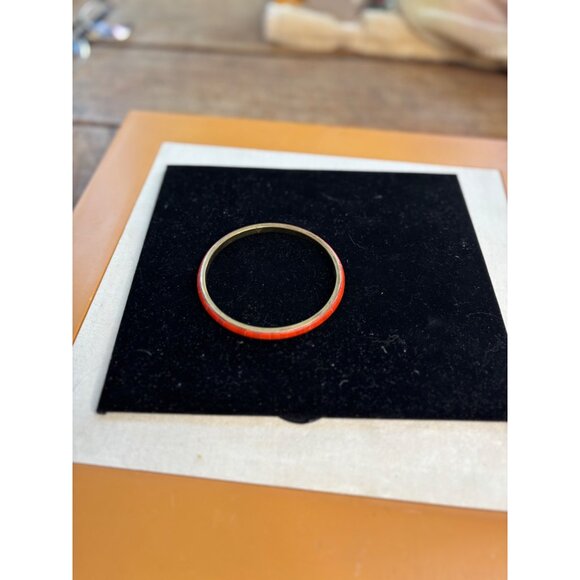Vintage Brass & Red Enamel Bangle Bracelet - Picture 8 of 8